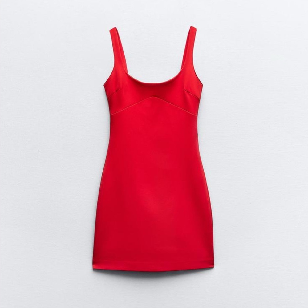 RED TAILORED MINI DRESS